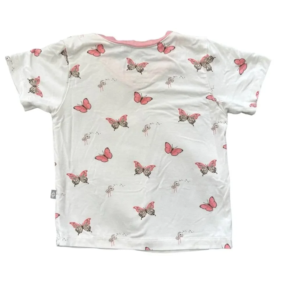Kyte Girls' Avocado & Butterfly Short-Sleeve Bamboo Tops - Set of 2 Size 12-18 M